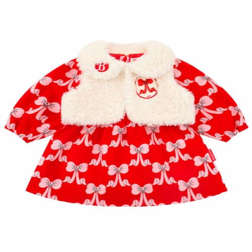 베베드피노 올 오버 퍼프 리본 베이비 퍼 베스트 원피스 세트 (BP54OP248)