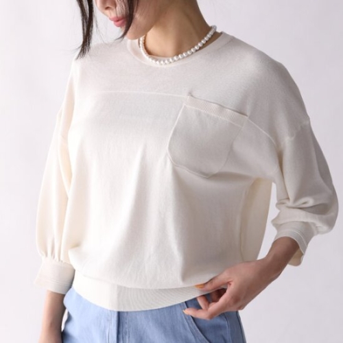 헤이올리 쿨 포켓 포인트 박시 라운드넥 니트 NHK069