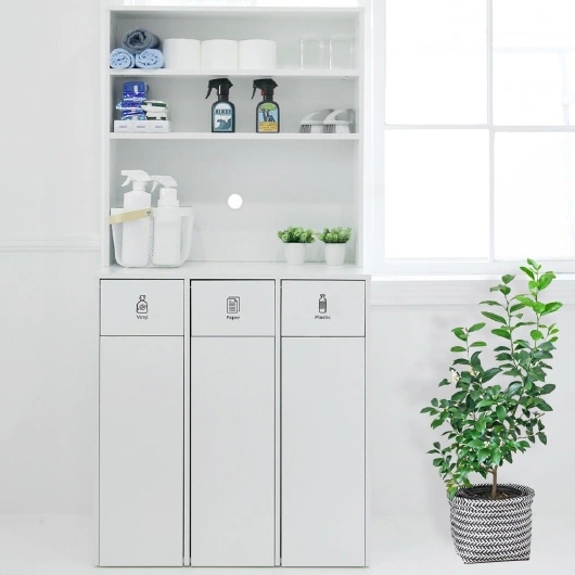 필웰 무노 3칸 분리수거함 다용도 수납장 세트_이미지