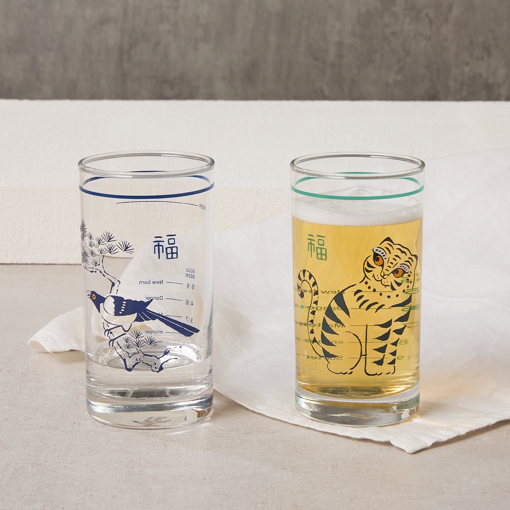 민화도 소맥잔 280ml 2P 세트
