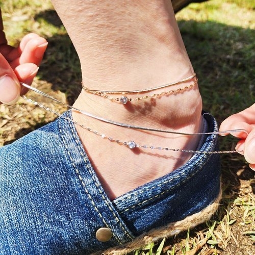 써지컬스틸 뱀줄 두줄체인 발찌2컬러_WEE9F25_이미지