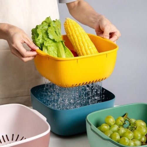 [불명] 파스텔 듀얼 사각바구니 3color