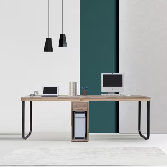 더젠 비쥬 아카시아원목 트윈 책상 세트1 (2200x600)_이미지