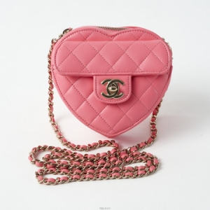 22S 미니 하트 백 체인 클러치 램스킨 블랙 화이트 퍼플 금장 AP2784