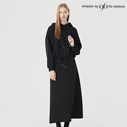 96NY 여성 스트링 후드 기모 스커트 셋업 NO4OW005L0