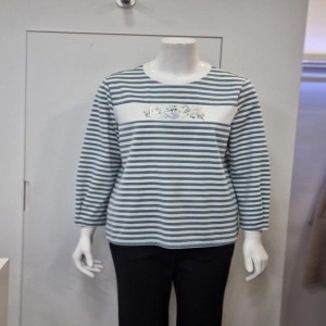 벨리시앙 세이브존04 라운드넥 스트라이프 퍼프소매 셔츠 BL4131