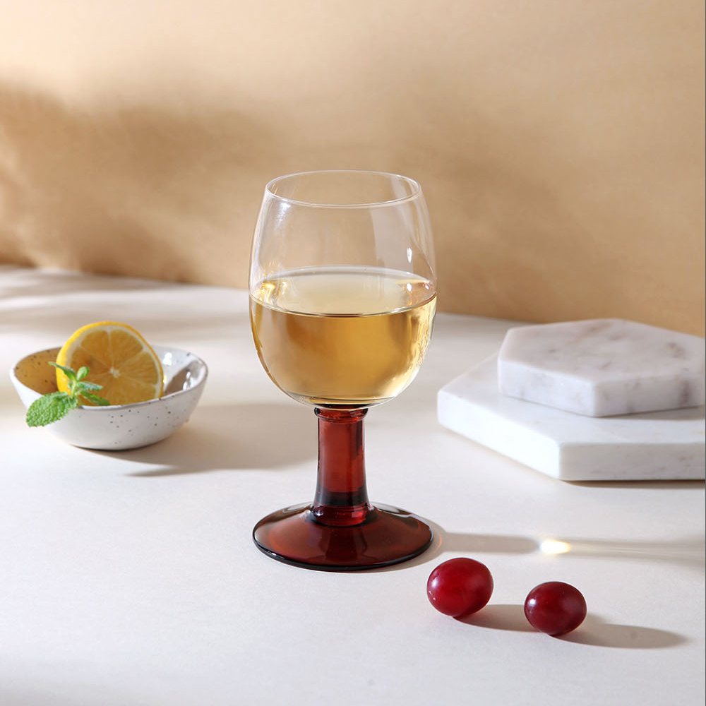 레트로 아트글라스 와인잔 큐티 브라운 255ml