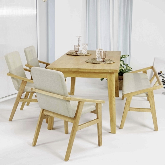 우아미가구 호리스 원목 식탁 1700 (의자3개+벤치1개)_이미지