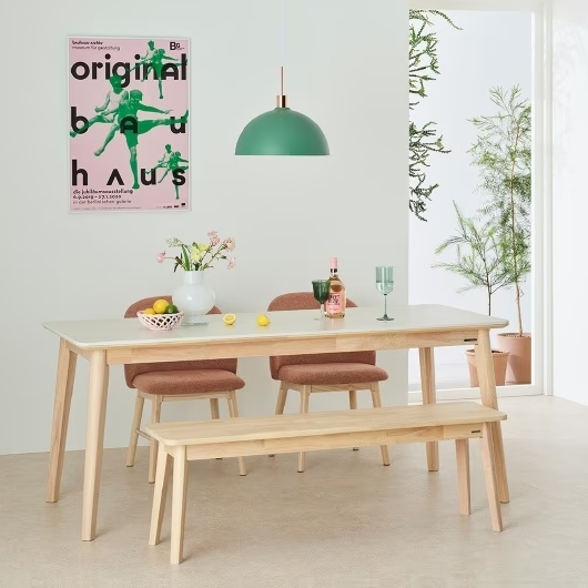 한샘  도노 내추럴 세라믹 식탁 1800 (컴피의자2개+벤치1개)