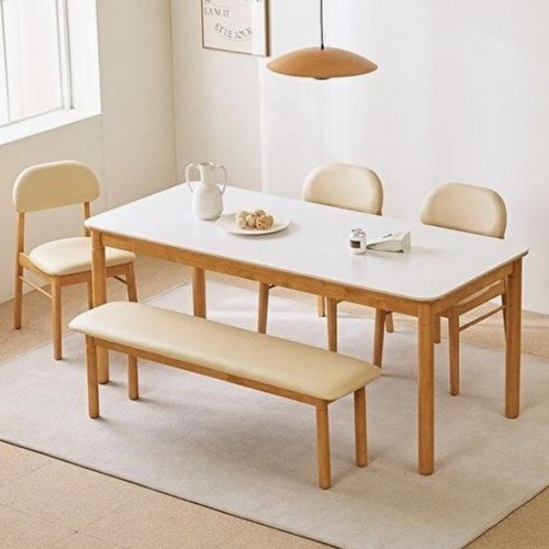 파로마 로앤 세라믹 원목 식탁 1800 (의자3개+벤치1개)