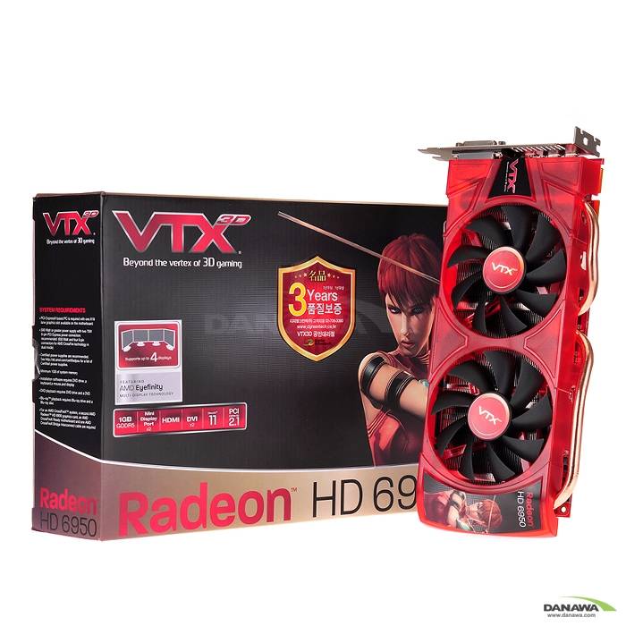 VTX3D �󵥿� HD 6950 D5 1GB 5�� (PC��)