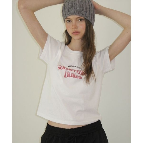 썸웨어버터 SOMEWHEREBUTTER Gradation Wave Logo Top Ivory S5UTS02IVF 164748_이미지
