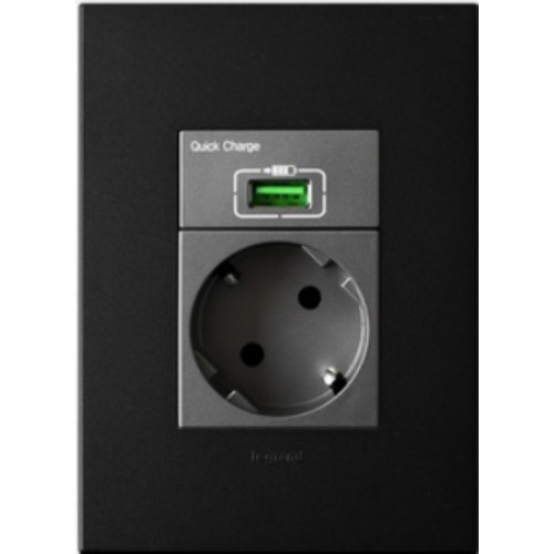 아테오 1구 USB 퀵A타입 콘센트 그라파이트