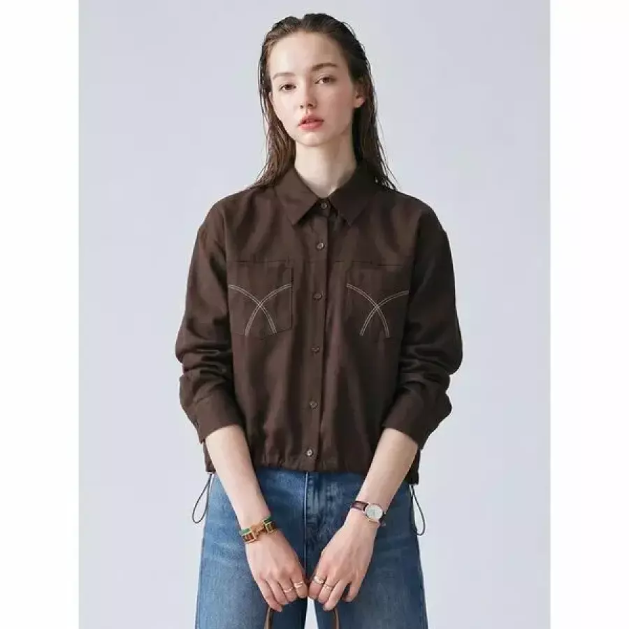 막스카라 데일리 투포켓 크롭 스트링 셔츠 M63QWB101ME_이미지