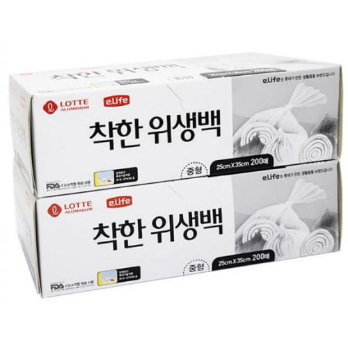 롯데알미늄 롯데이라이프 ㅤ착한 위생백 중형 25x35cm 200매 (4개(800매))_이미지