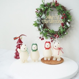 오다가주웠다 크리스마스 북극곰캔들 2p세트 오브제캔들 (1세트)_이미지