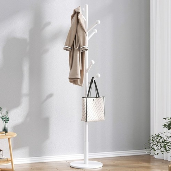 원목행거 우드 원판형 스탠드 옷걸이_이미지