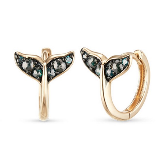 도로시 14K 행복해 고래꼬리 다이아몬드 링귀걸이_이미지