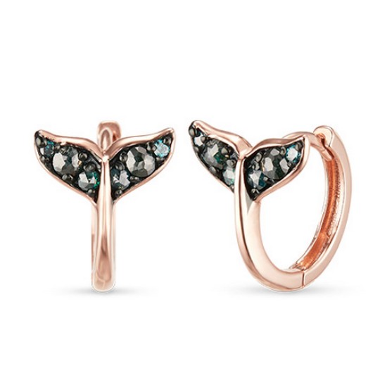 도로시 14K 행복해 고래꼬리 다이아몬드 링귀걸이_이미지