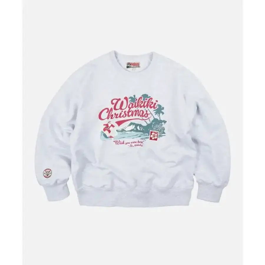 프리즘웍스 WAIKIKI CHRISTMAS POSTCARD SWEATSHIRT _ WHITE MELANGE FZWCTS001