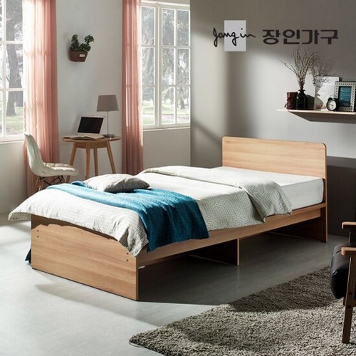  장인가구 모카 수납 평상형 침대 S [매트별도]