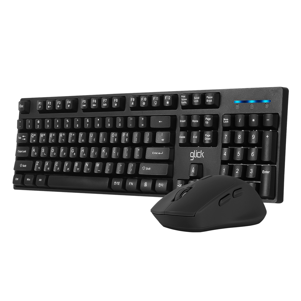지클릭커 OFFICEPRO WMK60 스탠다드 M 무선 무소음 키보드 마우스 세트 (블랙)