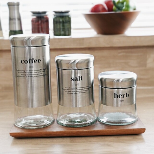 비다하우스 세리에 스텐304 스텐 밀폐 캐니스터 3개세트 밀폐캐니스터 대 900ml 3개세트_이미지