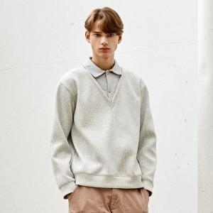 커스텀어스 페이크레이어드 가디건형 배색 카라티 CXS23FKKT972 KHA/M 선택완료