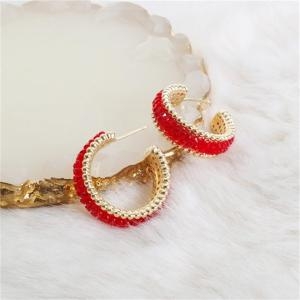 크리스탈 반 링 귀걸이_레드 8020429