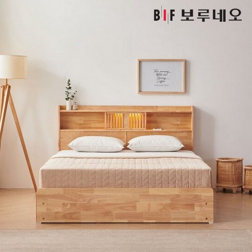 BIF보루네오 프라임 컴피 LED 원목 수납침대 SS (본넬스프링)_이미지