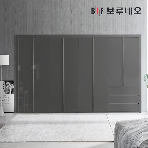 BIF보루네오 샤인 3단서랍 여닫이 작은방 붙박이장 (230cm)_이미지