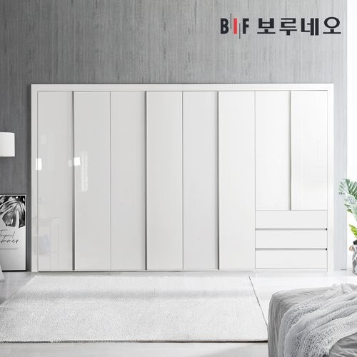 BIF보루네오 샤인 3단서랍 여닫이 작은방 붙박이장 (230cm)_이미지