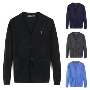 폴로 폴로 폴로 로고 코튼 브이넥 남성 가디건 710937324_이미지