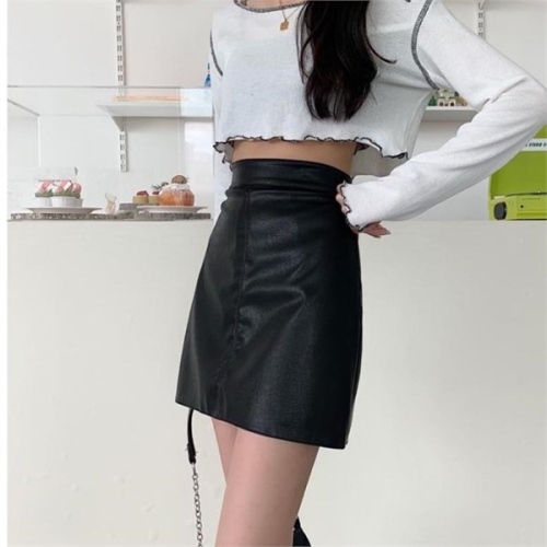 오노마 ONM A라인 시크하고 세련미 매트 레더 가죽 스커트 치마 9616885_이미지