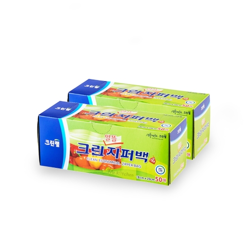 크린랲 크린 알뜰 지퍼백 18x20cm (소) 50매 (2개(100매))
