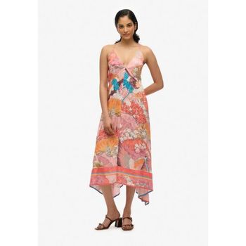 슈퍼드라이 Co PRINTED JACQUARD HANKY HEM Maxi dress kam coral 7513532_이미지