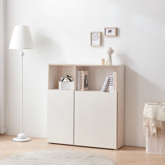 우아미가구 블리온 3단 도어 책장 (100cm)_이미지