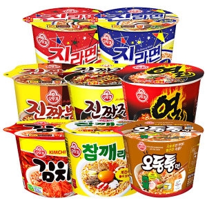 오뚜기 컵라면 진매+진순+참깨+열+진짬뽕+진짜장+김치+오동통