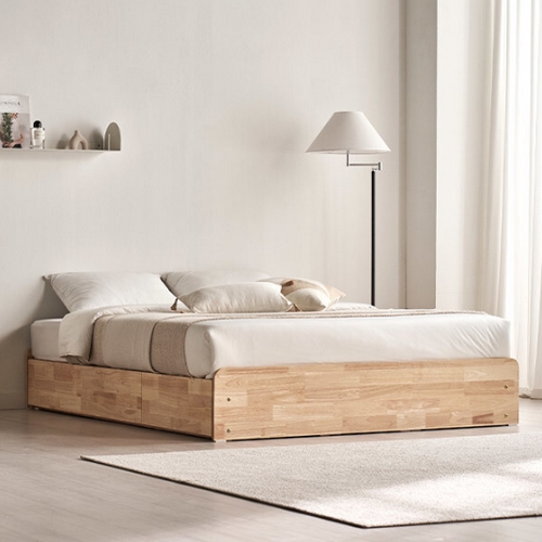 레임 3단 빅서랍 무헤드 수납 원목 침대 Q