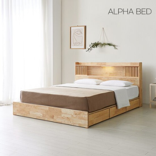 알파침대 몬드 원목 3단수납 LED침대 Q (매그노파워본넬)_이미지