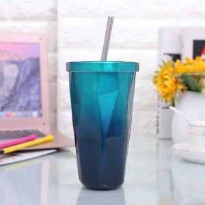 다이아 보온보냉 빨대텀블러 500ml 이중진공 스텐컵