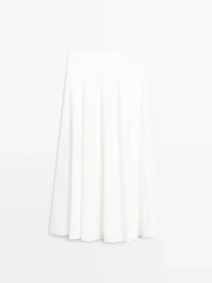 코튼 요크 미디 스커트 Weiss 5274509