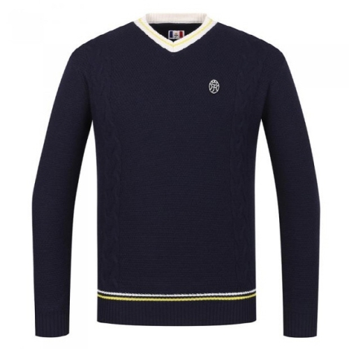  까스텔바작 남성 배색 브이넥 방풍 울 니트 (BGBWSW203NY)