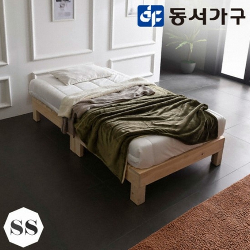 동서가구 푸름 히노끼 편백나무 무헤드 통원목 침대 SS (오가닉라텍스탑3D멀티7존독립)