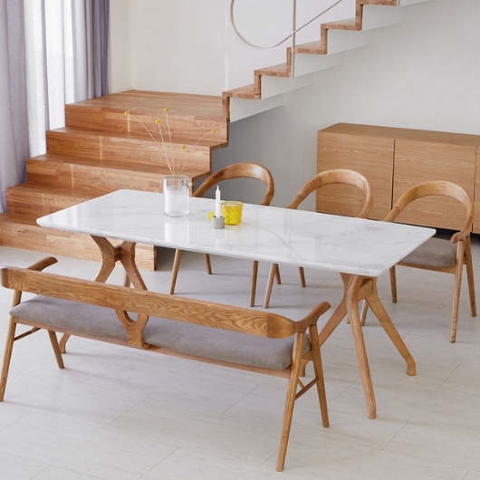 버튼스 비앙코 천연 대리석 애쉬원목 식탁 1800