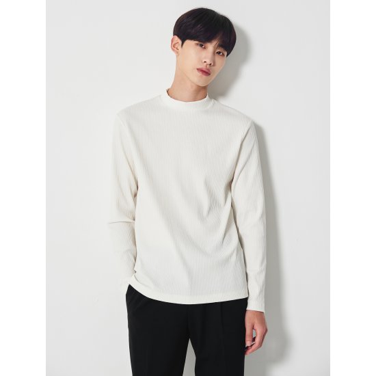  에잇세컨즈 리브 모크넥 긴소매 티셔츠 210941BY61