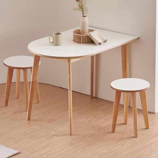 파로마 이프 밀리 반원 원목 식탁 1000 (의자2개)_이미지