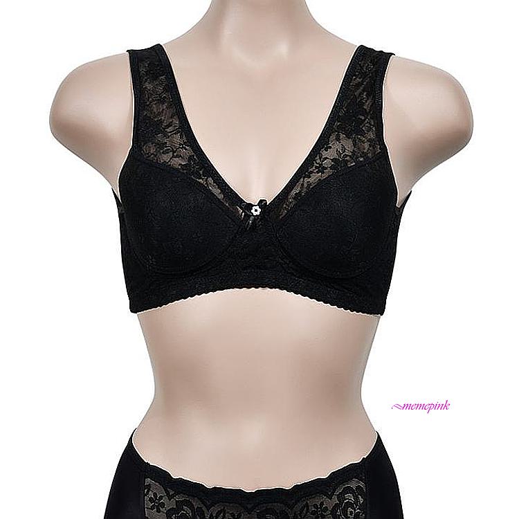 쏘로사떼 플라워레이스 브라 여성 여자 편한 속옷 B컵 브래지어 시원한mno062 100B 4XL 블랙_이미지