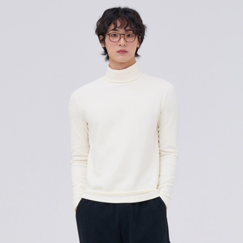 공용 에센셜 터틀넥 긴팔 기모 티셔츠-EFZU5103D0A