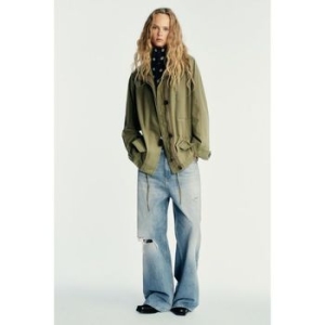 자라 우먼 TRF 리프트 찢청 찢어진 미드 웨이스트 배기 진 청바지 6045251406 697601